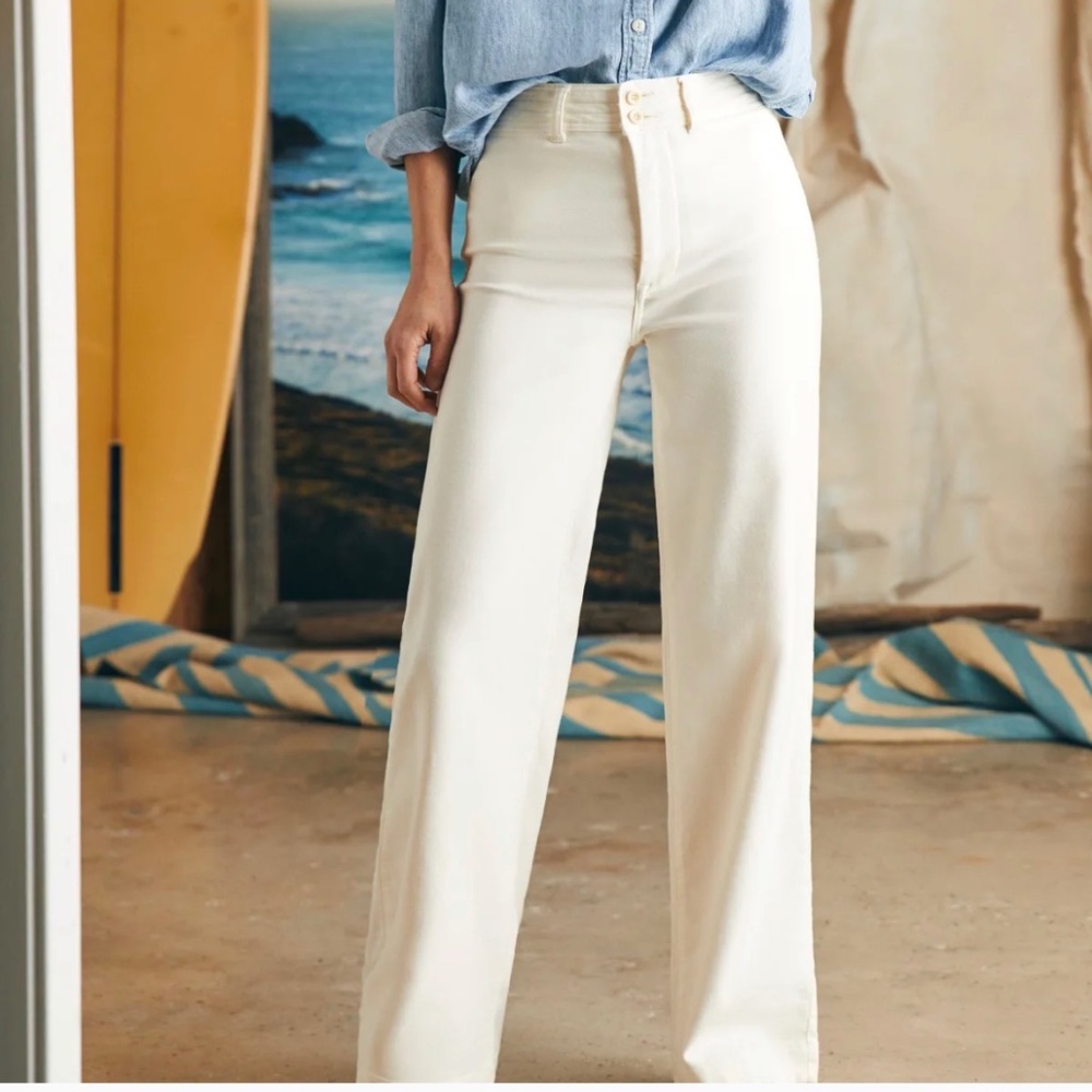 Faherty Stretch Terry Habor Pant Egret size 28